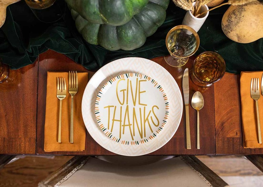 Shop All Dinnerware | Coton Colors by Laura Johnson Dusk Give Thanks Salad Plate