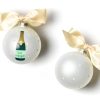 Wedding & Anniversary Ornaments | Coton Colors by Laura Johnson Just Engaged Champagne Pop Glass Ornament