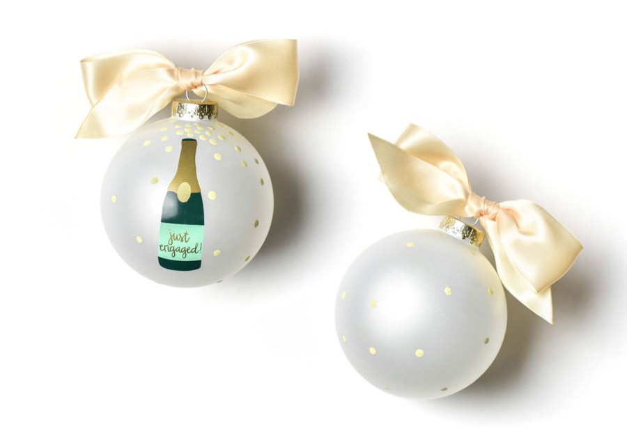 Wedding & Anniversary Ornaments | Coton Colors by Laura Johnson Just Engaged Champagne Pop Glass Ornament