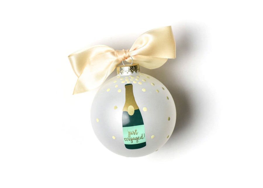 Wedding & Anniversary Ornaments | Coton Colors by Laura Johnson Just Engaged Champagne Pop Glass Ornament