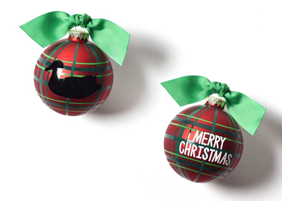 Holiday Ornaments | Coton Colors by Laura Johnson Merry Christmas Duck Decoy Glass Ornament