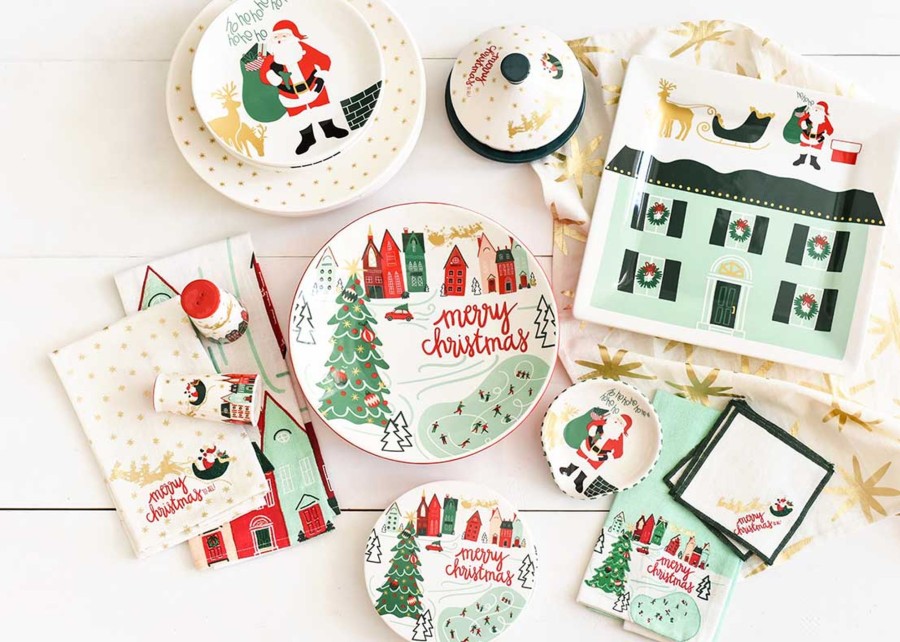 Cookware & Bakeware | Coton Colors by Laura Johnson Christmas In The Village Town Round Trivet