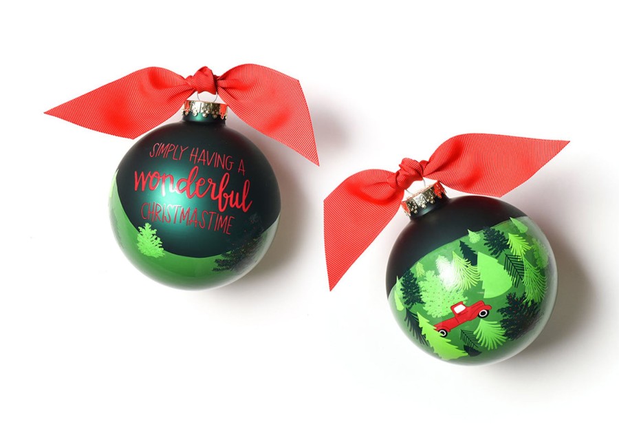 Holiday Ornaments | Coton Colors by Laura Johnson Truck On A Tree Farm Glass Ornament