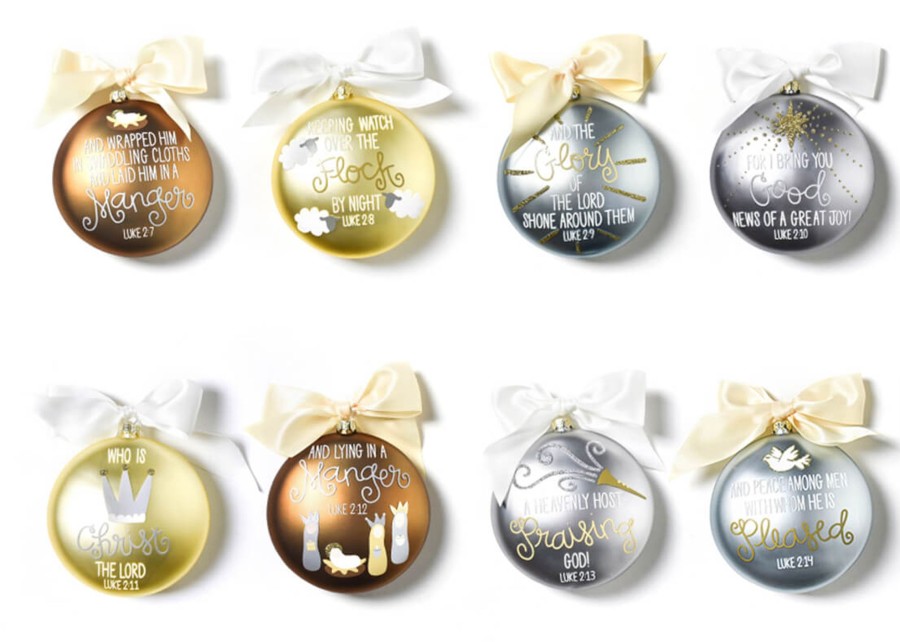 Commemorative Ornaments | Coton Colors by Laura Johnson The Birth Of Christ Glass Ornament Series, Set Of 8