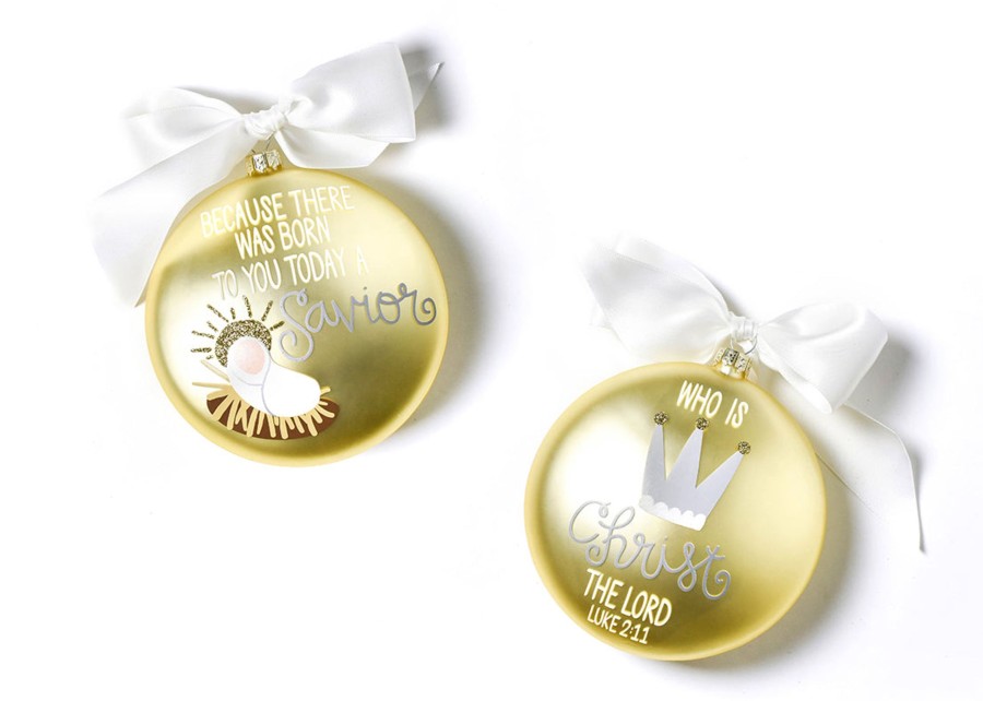 Religious Ornaments | Coton Colors by Laura Johnson The Birth Of Christ Glass Ornament - Luke 2:11