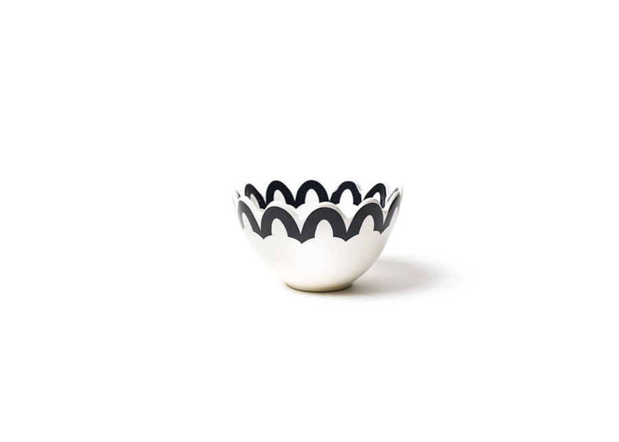 Bowls | Coton Colors by Laura Johnson Black Arabesque Trim Scallop Small Bowl