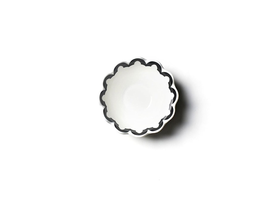 Bowls | Coton Colors by Laura Johnson Black Arabesque Trim Scallop Small Bowl