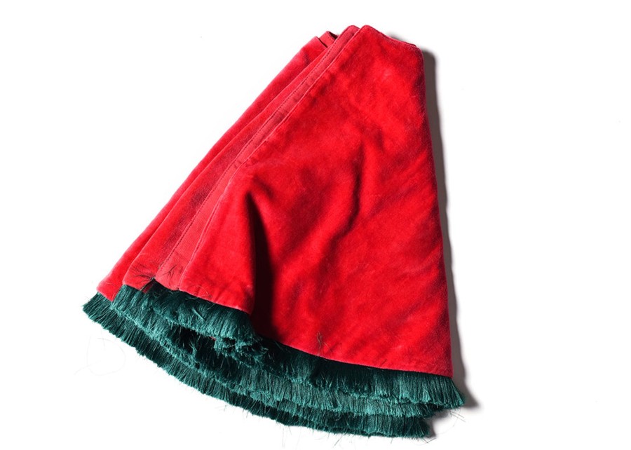 Seasonal Decor | Coton Colors by Laura Johnson Red Velvet Tree Skirt With Trim