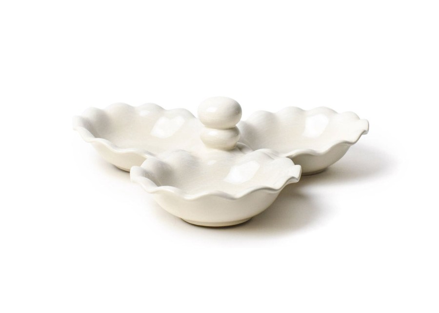 Shop All Serveware & Entertaining | Coton Colors by Laura Johnson Signature White Ruffle Three Bowl Server