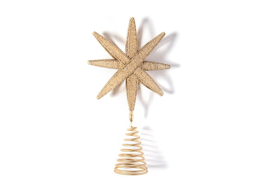 Seasonal Decor | Coton Colors by Laura Johnson Gold Beaded Star Small Tree Topper