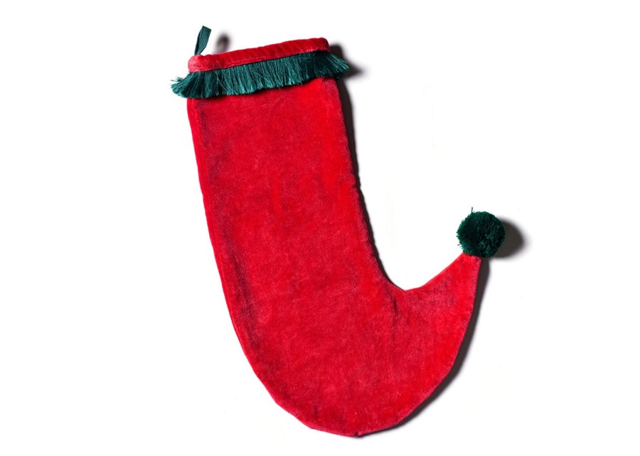 Seasonal Decor | Coton Colors by Laura Johnson Red Velvet Stocking With Trim