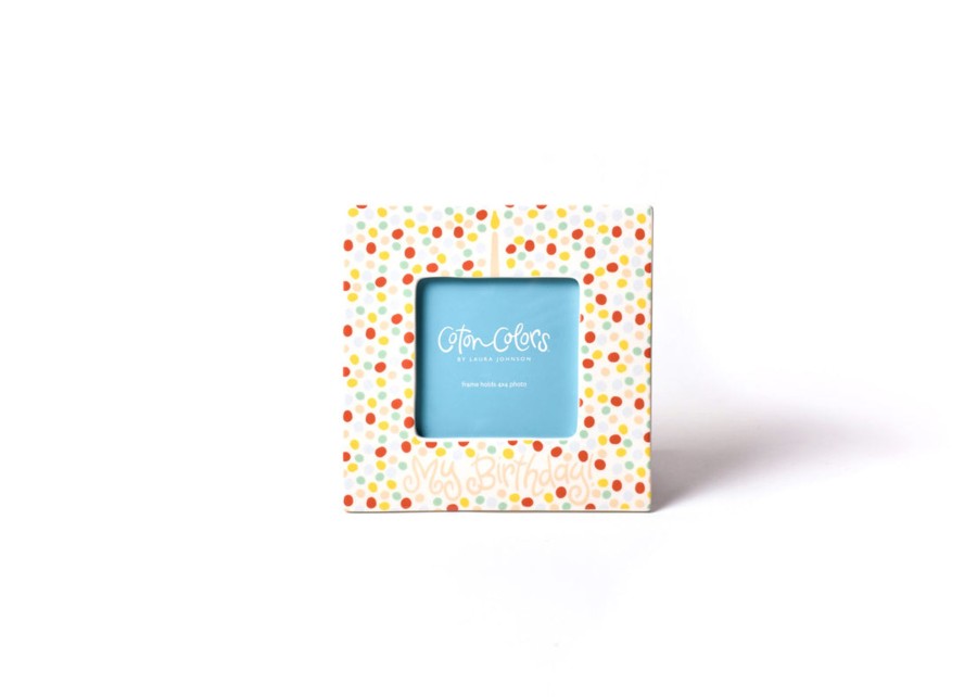 Shop All Celebrations | Coton Colors by Laura Johnson Pink Small Dot Birthday Square Frame