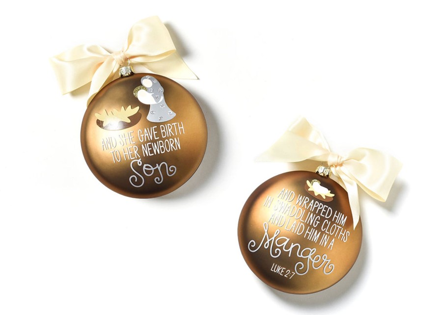 Religious Ornaments | Coton Colors by Laura Johnson The Birth Of Christ Glass Ornament - Luke 2:7