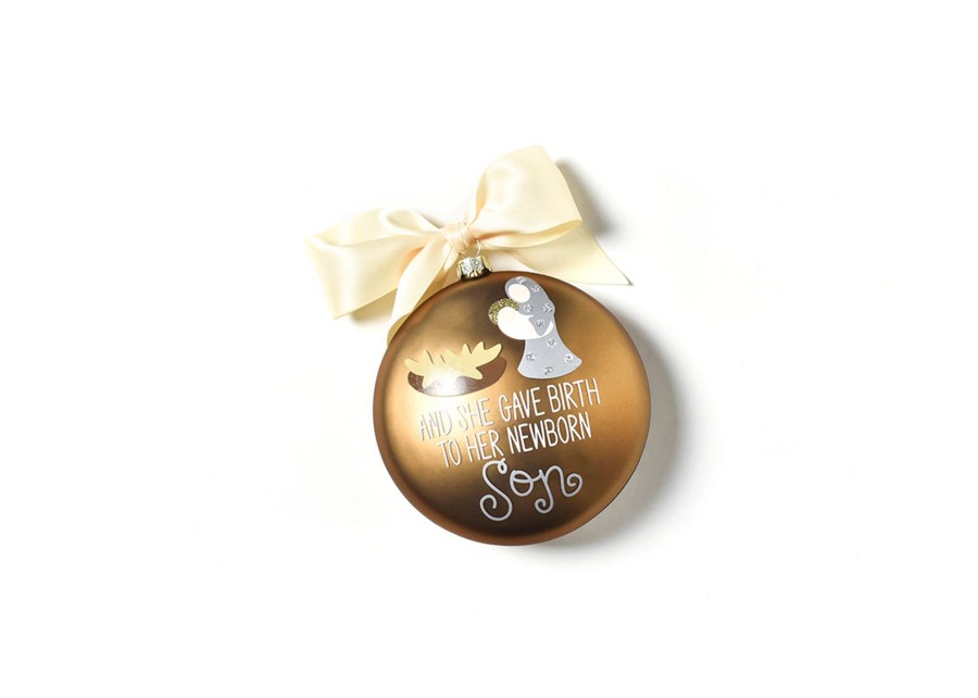 Religious Ornaments | Coton Colors by Laura Johnson The Birth Of Christ Glass Ornament - Luke 2:7