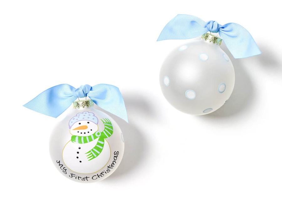 Babies & Children Ornaments | Coton Colors by Laura Johnson My First Christmas Snowman Boy Glass Ornament