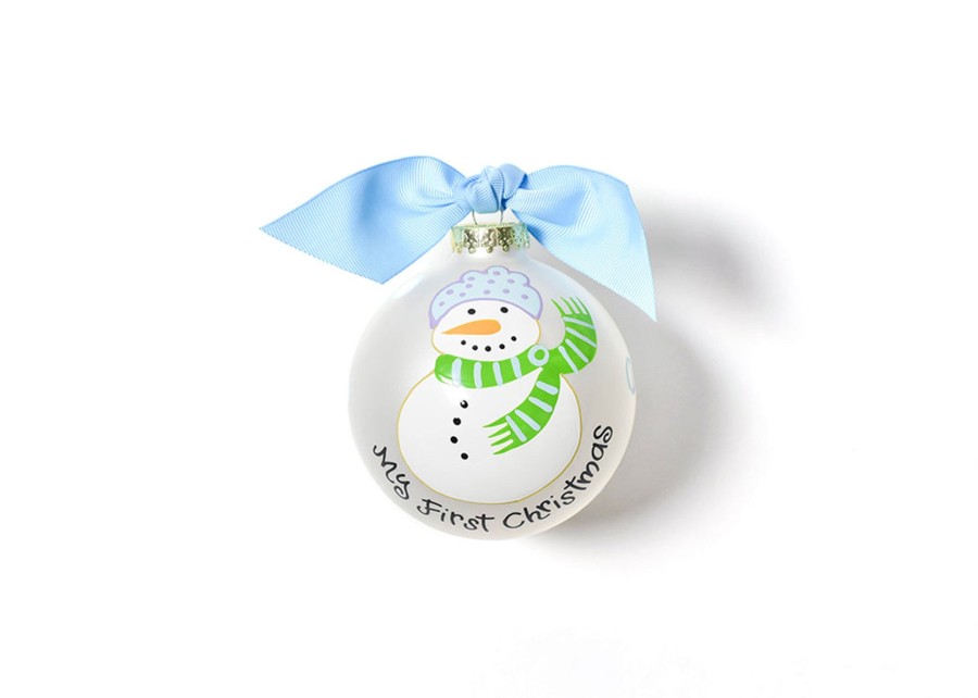 Babies & Children Ornaments | Coton Colors by Laura Johnson My First Christmas Snowman Boy Glass Ornament