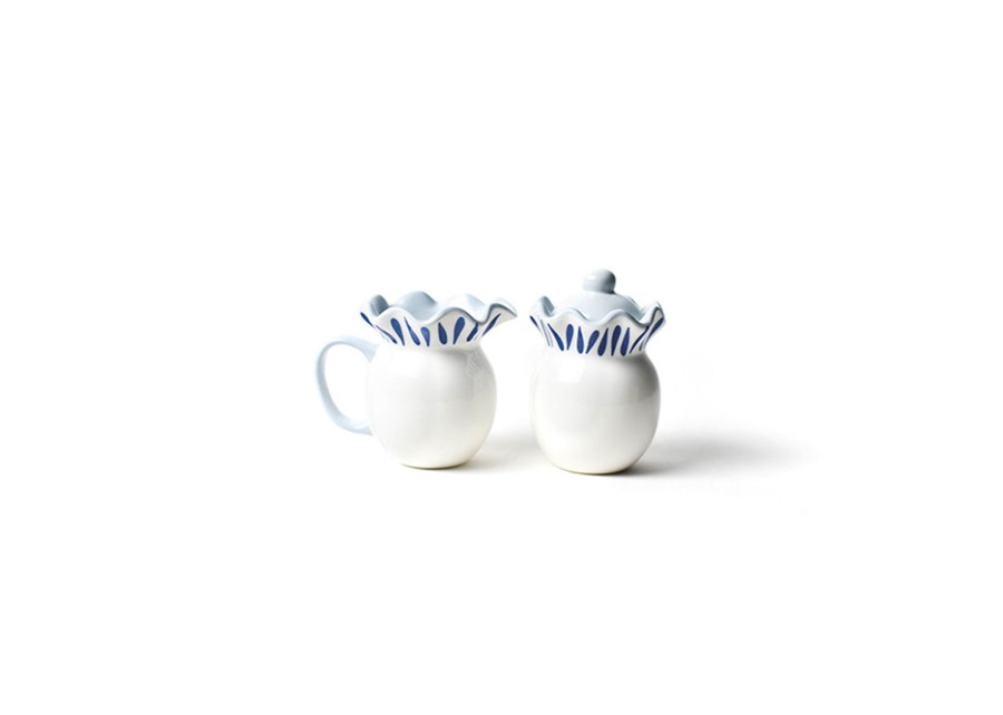 Table Accessories | Coton Colors by Laura Johnson Iris Blue Drop Ruffle Cream And Sugar Set