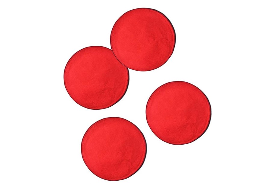 Table Linens | Coton Colors by Laura Johnson Red Color Block Round Placemat Set Of 4