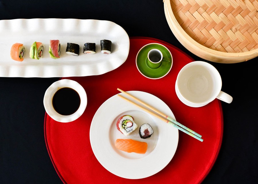 Table Linens | Coton Colors by Laura Johnson Red Color Block Round Placemat Set Of 4