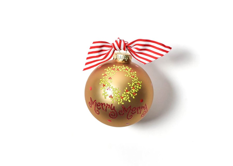 Holiday Ornaments | Coton Colors by Laura Johnson Merry Merry Boxwood Wreath Glass Ornament