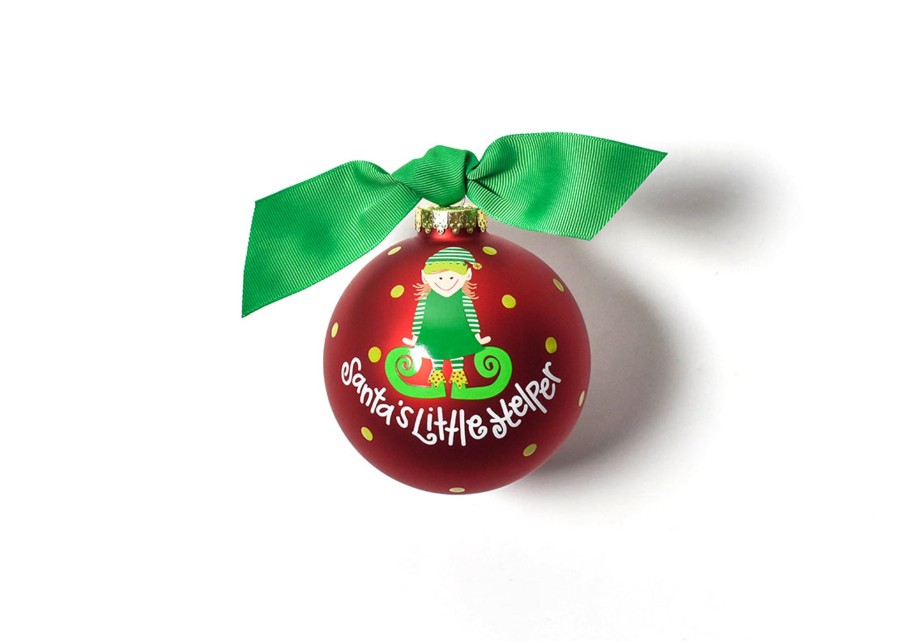 Babies & Children Ornaments | Coton Colors by Laura Johnson Santa'S Little Helper Girl Glass Ornament