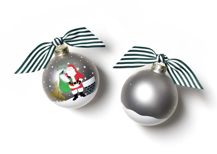 Holiday Ornaments | Coton Colors by Laura Johnson Santa On The Rooftop Glass Ornament