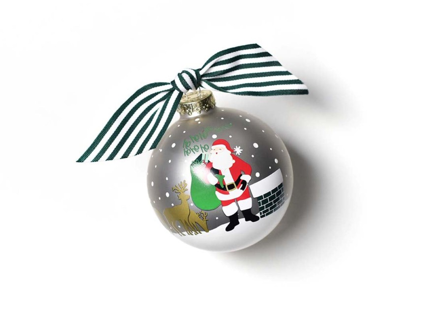 Holiday Ornaments | Coton Colors by Laura Johnson Santa On The Rooftop Glass Ornament