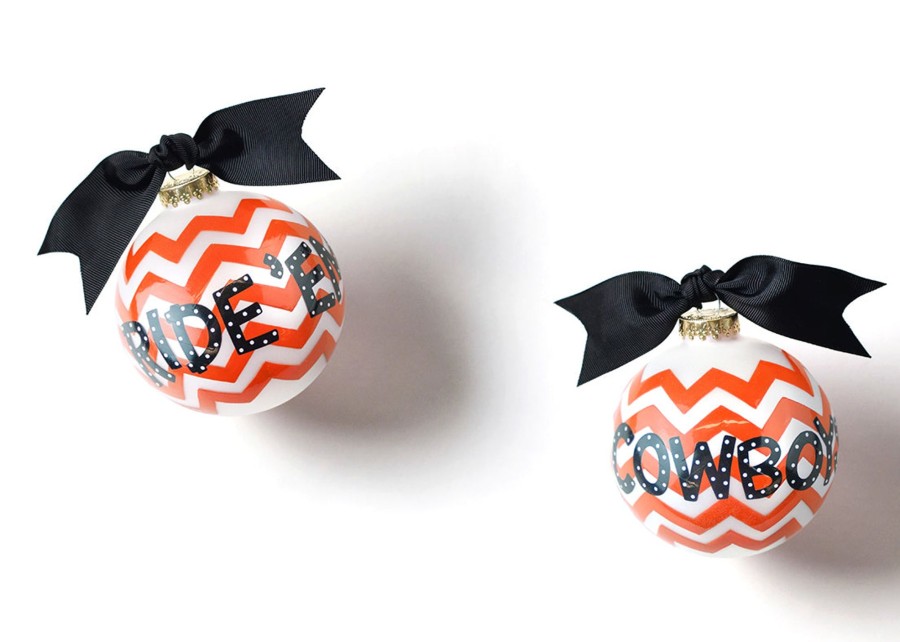 Collegiate Ornaments | Coton Colors by Laura Johnson Oklahoma State Chevron Glass Ornament