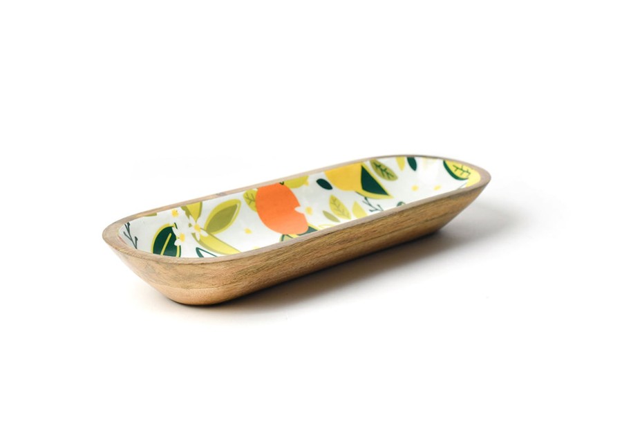 Shop All Serveware & Entertaining | Coton Colors by Laura Johnson Blue Citrus Print Wood Dough Bowl