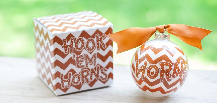 Collegiate Ornaments | Coton Colors by Laura Johnson Texas Chevron Glass Ornament