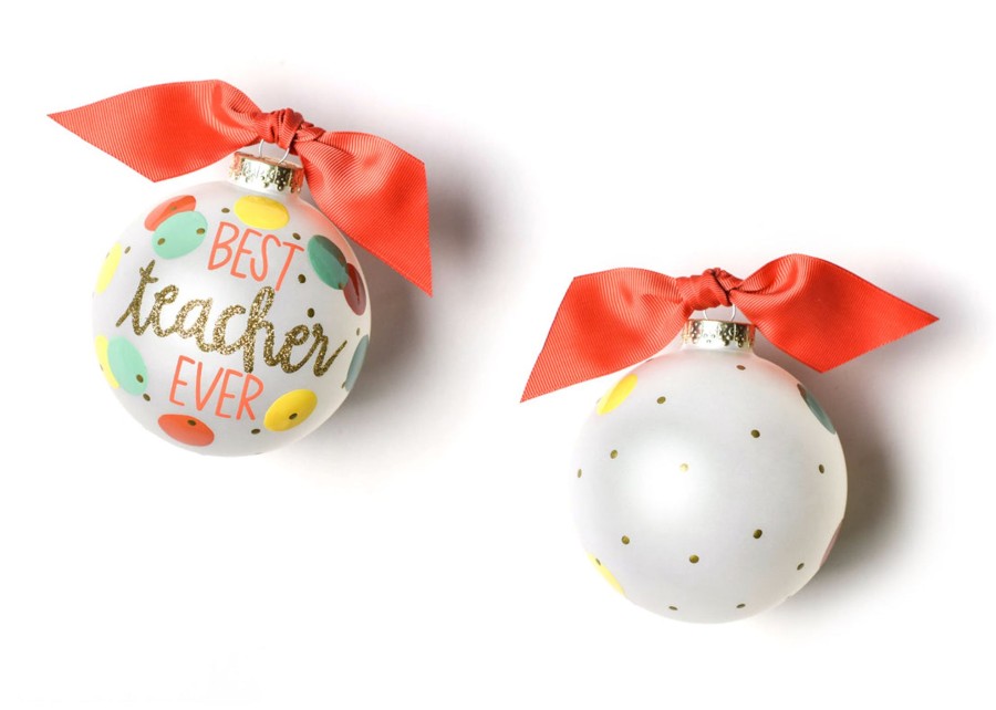 Family & Friends Ornaments | Coton Colors by Laura Johnson Best Teacher Ever Glass Ornament