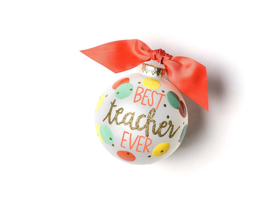 Family & Friends Ornaments | Coton Colors by Laura Johnson Best Teacher Ever Glass Ornament