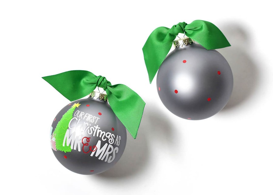 Wedding & Anniversary Ornaments | Coton Colors by Laura Johnson Our First Christmas As Mr. & Mrs. Glass Ornament