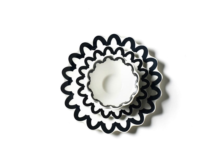 Sets | Coton Colors by Laura Johnson Black Arabesque Scallop Dinnerware 12 Piece Set