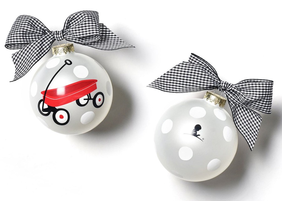 Commemorative Ornaments | Coton Colors by Laura Johnson Limited Edition 2019 St. Jude Glass Ornament - Red Wagon