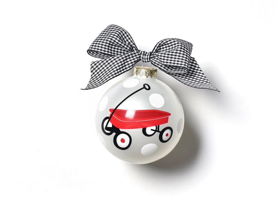 Commemorative Ornaments | Coton Colors by Laura Johnson Limited Edition 2019 St. Jude Glass Ornament - Red Wagon