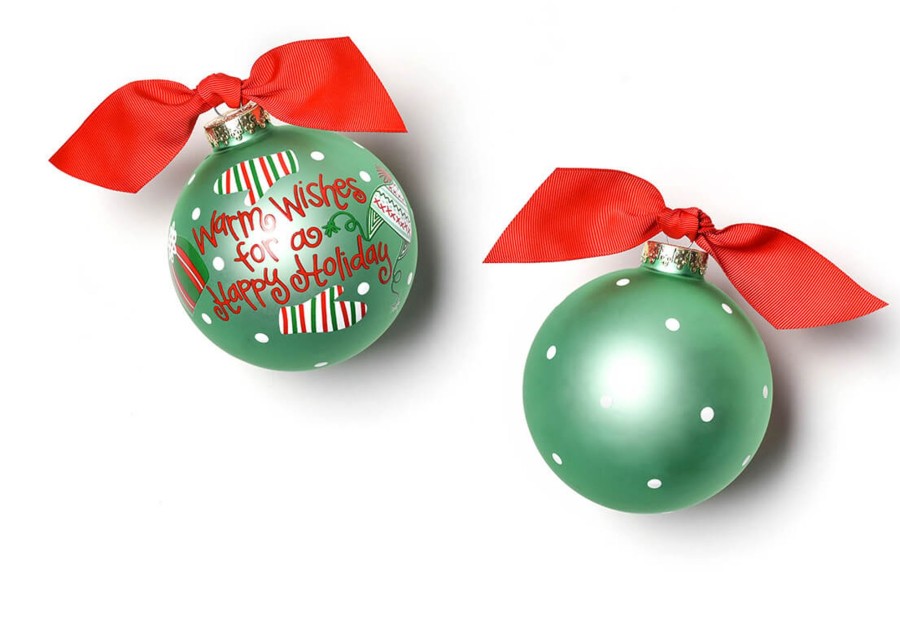 Holiday Ornaments | Coton Colors by Laura Johnson Warm Wishes For A Happy Holiday Glass Ornament