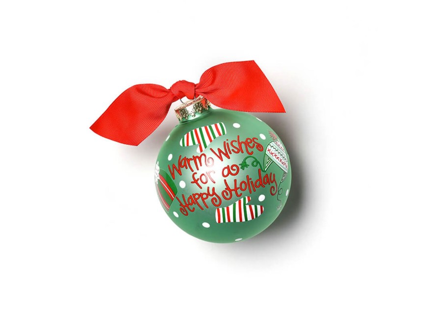 Holiday Ornaments | Coton Colors by Laura Johnson Warm Wishes For A Happy Holiday Glass Ornament