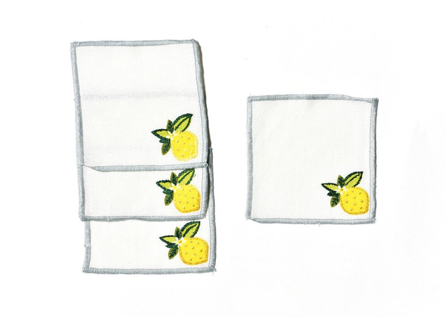 Cocktail Napkins | Coton Colors by Laura Johnson Lemon Citrus Cocktail Napkins, Set Of 4