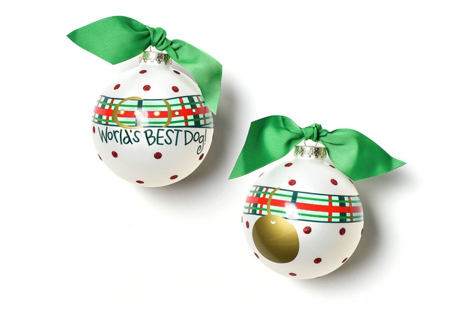 Commemorative Ornaments | Coton Colors by Laura Johnson World'S Best Dog Collar Glass Ornament