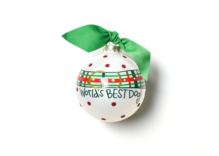 Commemorative Ornaments | Coton Colors by Laura Johnson World'S Best Dog Collar Glass Ornament