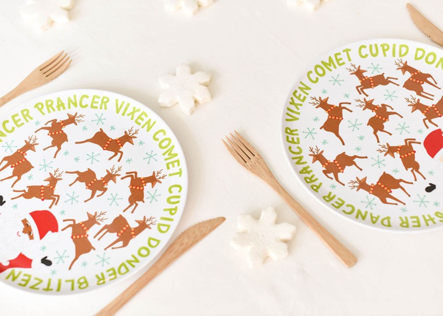 Babies & Children | Coton Colors by Laura Johnson Brown Skin Calling All Reindeer Melamine Dinner Plate