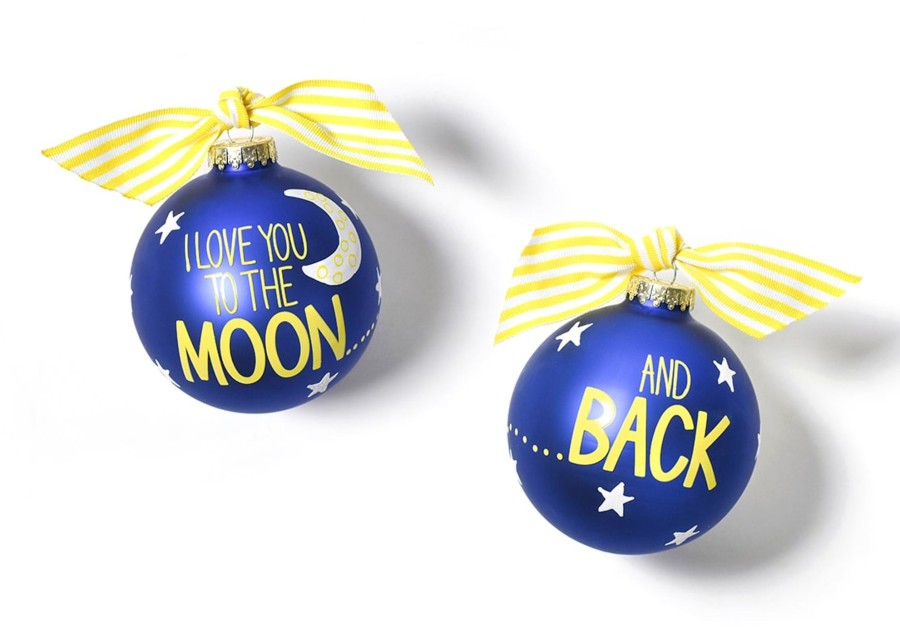 Babies & Children Ornaments | Coton Colors by Laura Johnson I Love You To The Moon And Back Glass Ornament