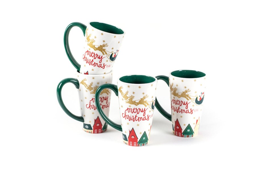 Mugs | Coton Colors by Laura Johnson Christmas In The Village Mug, Set Of 4