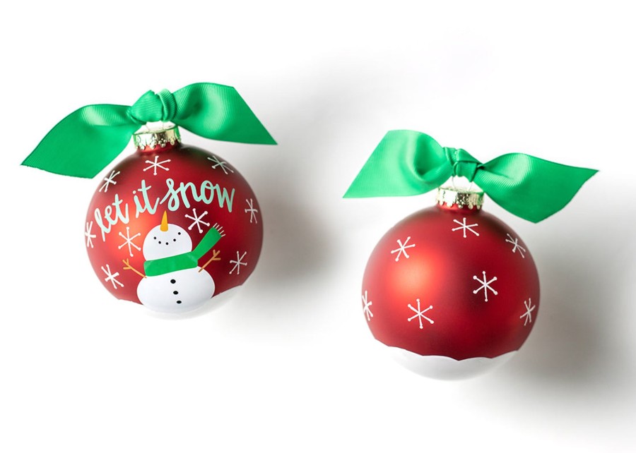 Holiday Ornaments | Coton Colors by Laura Johnson Snowman Let It Snow Glass Ornament