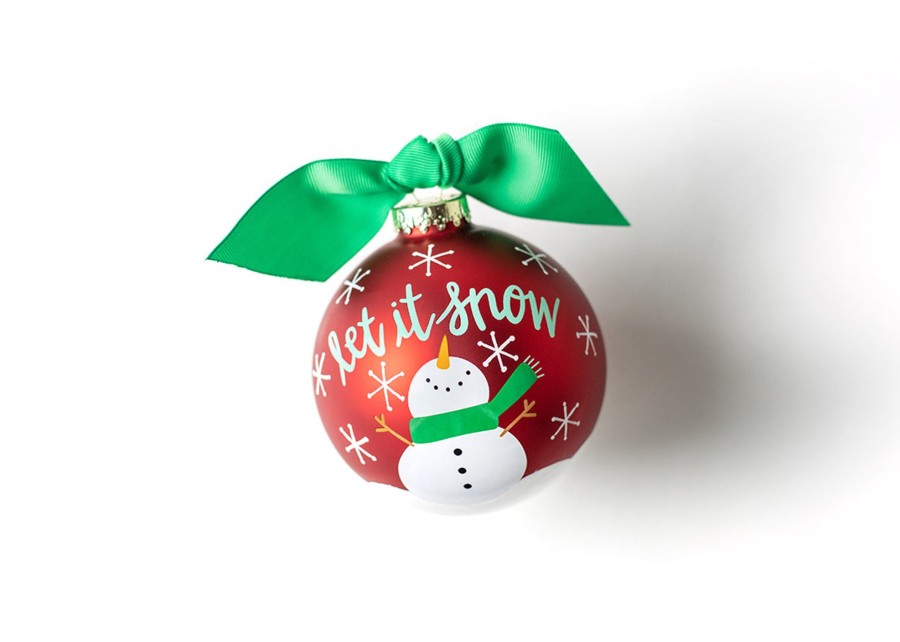 Holiday Ornaments | Coton Colors by Laura Johnson Snowman Let It Snow Glass Ornament