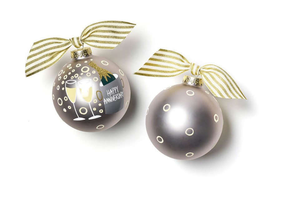 Wedding & Anniversary Ornaments | Coton Colors by Laura Johnson Happy Anniversary Glass Ornament