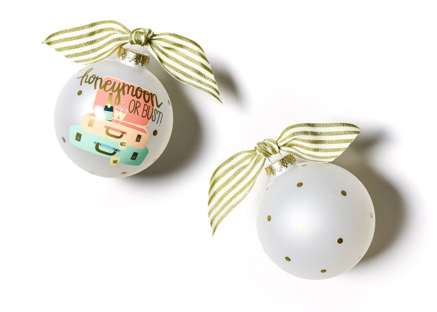 Wedding & Anniversary Ornaments | Coton Colors by Laura Johnson Honeymoon Or Bust Glass Ornament