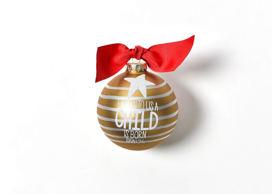 Religious Ornaments | Coton Colors by Laura Johnson For Unto Us A Child Is Born Glass Ornament