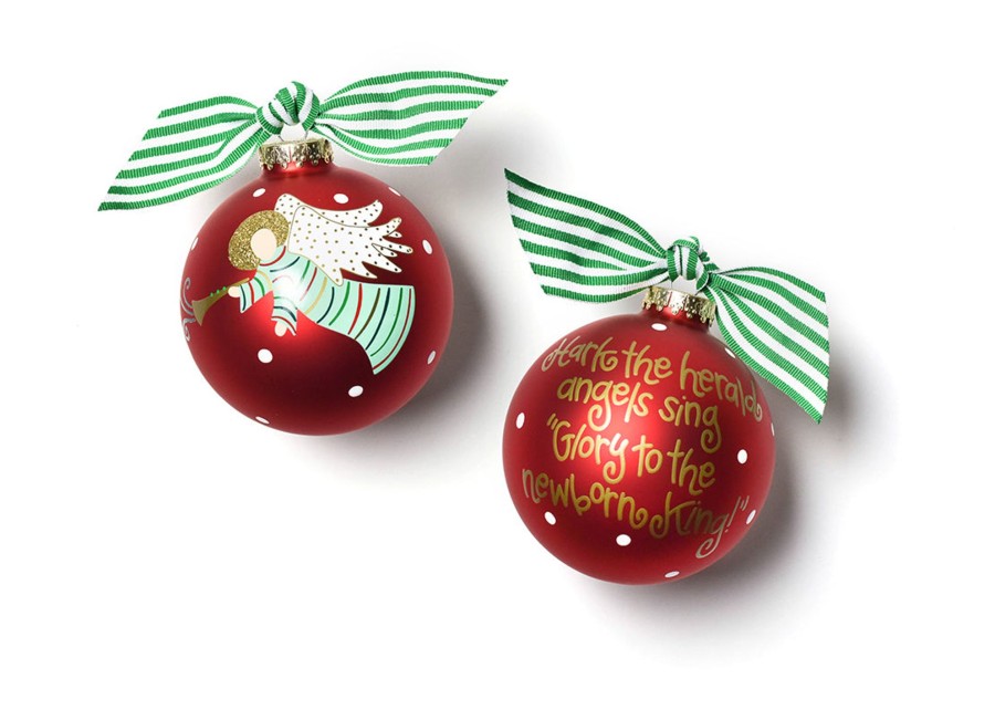 Religious Ornaments | Coton Colors by Laura Johnson Hark The Herald Angels Sing Glass Ornament